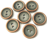 B0579 14mm Copper and Charcoal Grey Metal 2 Hole Button