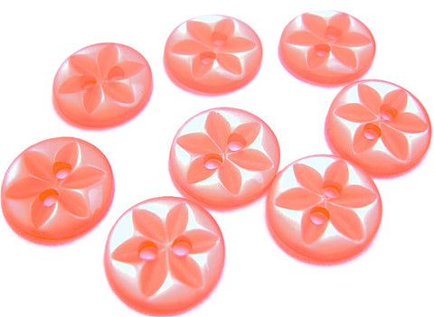 11mm Coral 2 Hole Polyester Star Button