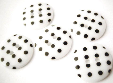 B13159 18mm White and Black Polka Dot Glossy 2 Hole Button