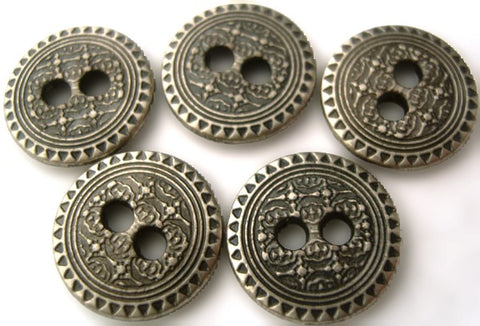 B1447 15mm Antique Gun Metal Textured Alloy 2 Hole Button