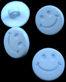B14506 15mm Pale Blue Smiley Face Design Novelty Shank Button