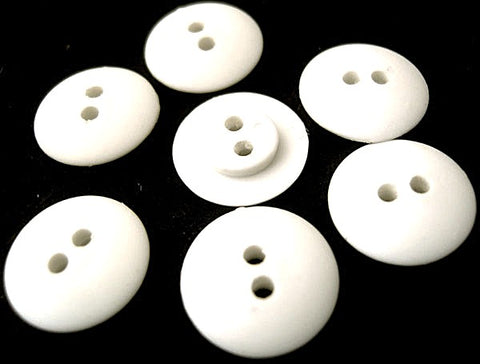 15mm Matte White Nylon 2 Hole Button with a Raised Back