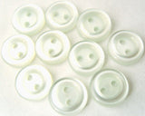 B1544 10mm Ice Aqua Pearlised Polyester Rounded Rim 2 Hole Button