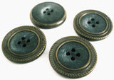 B15704 24mm Navy Slate Sheen-Antique Brass Metal Rim 4 Hole Button