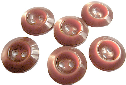 14mm Light Brown Pearlised Polyester 2 Hole Button