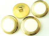 B1815 25mm Cermaic White-Metallic Effect Gold Poly Rim Shank Button