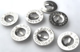 B2153 14mm Silver Metal Alloy Bar Button with a Lettered Rim
