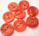 B2632C 13mm Burnt Orange Polyester 2 Hole Button, Lettered Rim "SYDNEY"