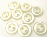 B2926 10mm Dusky Ivory Pearlised Polyester Rounded Rim 2 Hole Button