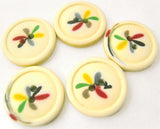 B3032 20mm Cream and Mixed Colour Vintage Gloss 2 Hole Button