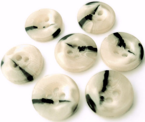15mm Ivory, Creams & Black High Gloss Dink Centre 4 Hole Button