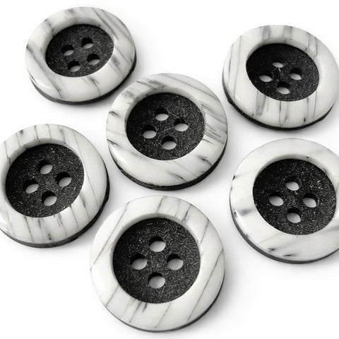 16mm Black & Off White Matte Centre 4 Hole Button