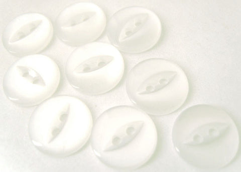 B3211 14mm White 2 Hole Polyester Fish Eye Button