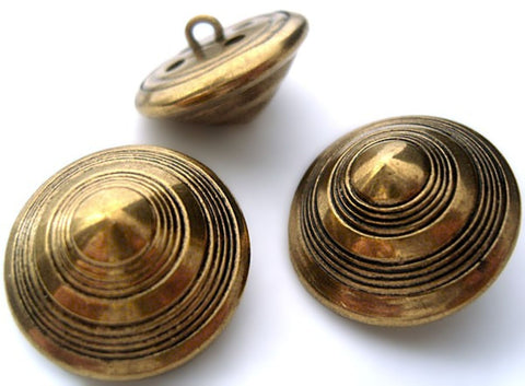 22mm Brass Metal Shank Button, Rising to a Centre Point
