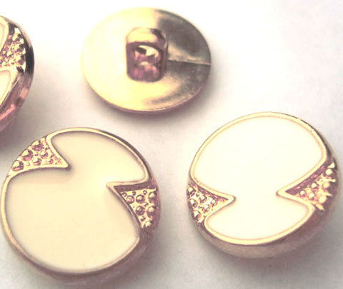 B4244L 21mm Brass Gilded Poly Shank Button, Cream Faux Enamel Centre