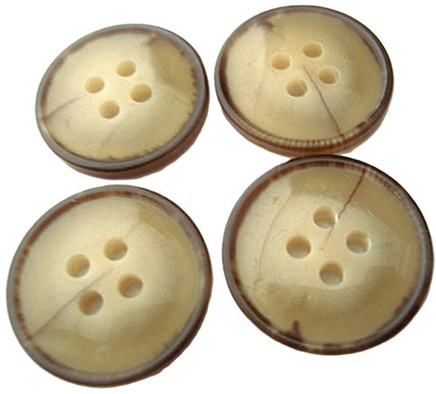 22mm Creams & Brown High Gloss Polyester 4 Hole Button