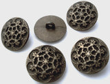 B4785 20mm Antique Brass Metal Alloy Shank Button, Textured Design