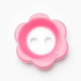B5902 15mm Deep Pink-White Gloss Daisy Flower Shape 2 Hole Button