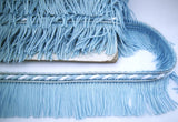 FT1823 75mm Pale Cornflower Blue and White Cut Fringe on Corded Braid