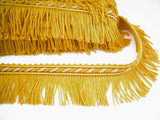 FT1837 35mm Pale Gold and Ecru Cut Fringe on a Corded Braid