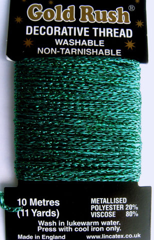 GLITHREAD04 Jade Green Decorative Glitter Thread,Washable,10 Metre Card