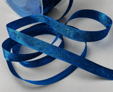 10mm blue jacquard rose ribbon