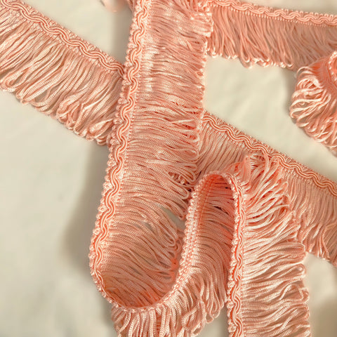 FT1876 52mm Peachy Coral Pink Looped Fringe on a Decorated Braid