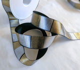 R1469 25mm Black-Silver-Gold Geometric Printed Satin Ribbon,Berisfords