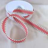 15mm Red-Cream-Black Stitch Ribbon Grosgrain Borders | Berisfords