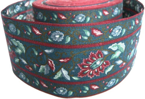 R1693 63mm Vintage Flower Design Ribbon, 100% Cotton