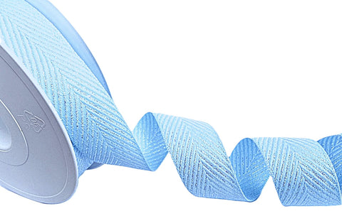 15mm Pale Blue-Iridescent Metallic Herringbone Ribbon,Berisfords