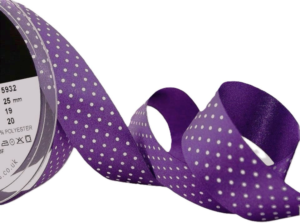 25mm Purple Micro Polka Dot Spotty Satin Ribbon by Berisfords – Ribbonmoon
