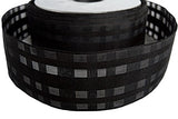 R2815 40mm Black Fine Grosgrain-Sheer Check Ribbon by Berisfords