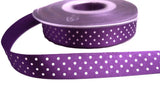 R2994 15mm Purple Polka Dot Spotty Print Satin Ribbon by Berisfords