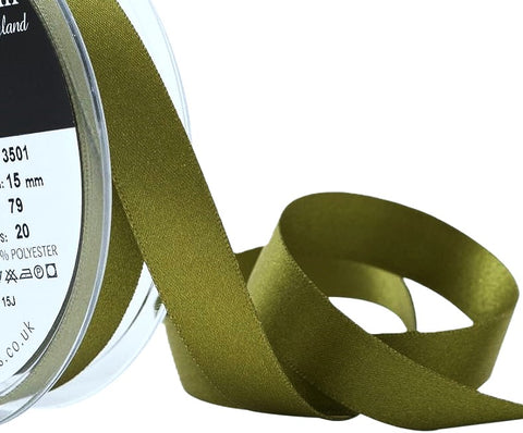 R3615 15mm Moss Green Double Face Satin Ribbon by Berisfords