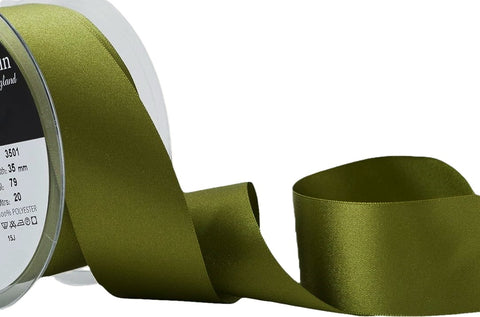 R3654 35mm Moss Green Double Face Satin Ribbon by Berisfords