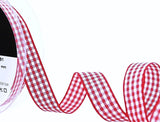 R3903 10mm Red-White Polyester Gingham Ribbon by Berisfords