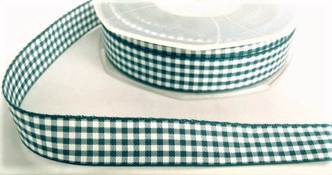 R4404 16mm Pale Navy and White Gingham Ribbon