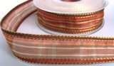 26mm Sheer, Satin & Metallic Banded Tartan Check Ribbon