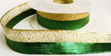 R5596 25mm Green-Gold Metallic Lurex and Mesh Ribbon by Berisfords