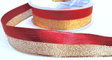 25mm Red & Gold Metallic Lurex & Mesh Ribbon by Berisfords