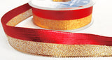 R5598 25mm Red and Gold Metallic Lurex and Mesh Ribbon by Berisfords