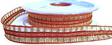 16mm Orange & Rust Satin, Sheer & Metallic Tartan Ribbon