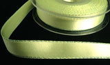 R6085 15mm Pale Lime Green Double Faced Satin Ribbon, Metallic Edge