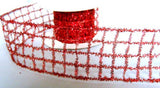 50mm Scaret Berry Red "Tinsel Mesh" Wired Ribbon