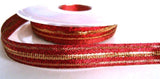 15mm Scarlet Berry Red and Gold Metallic "Twinkle" Ribbon