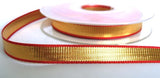10mm Deep Gold Metallic Lurex Ribbon with Red Borders
