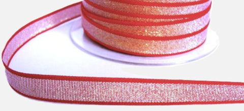 11mm Red & Silver Iridescent Metallic Dazzle Ribbon - Berisfords