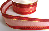 40mm Sheer Ribbon with Metallic Edges and Gimp Stitch Stripes