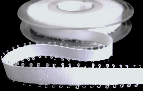 8mm wide White Double Face Polyester Satin Ribbon by Berisfords Ribbons UK
11mm Width with the Picot Feather Edge